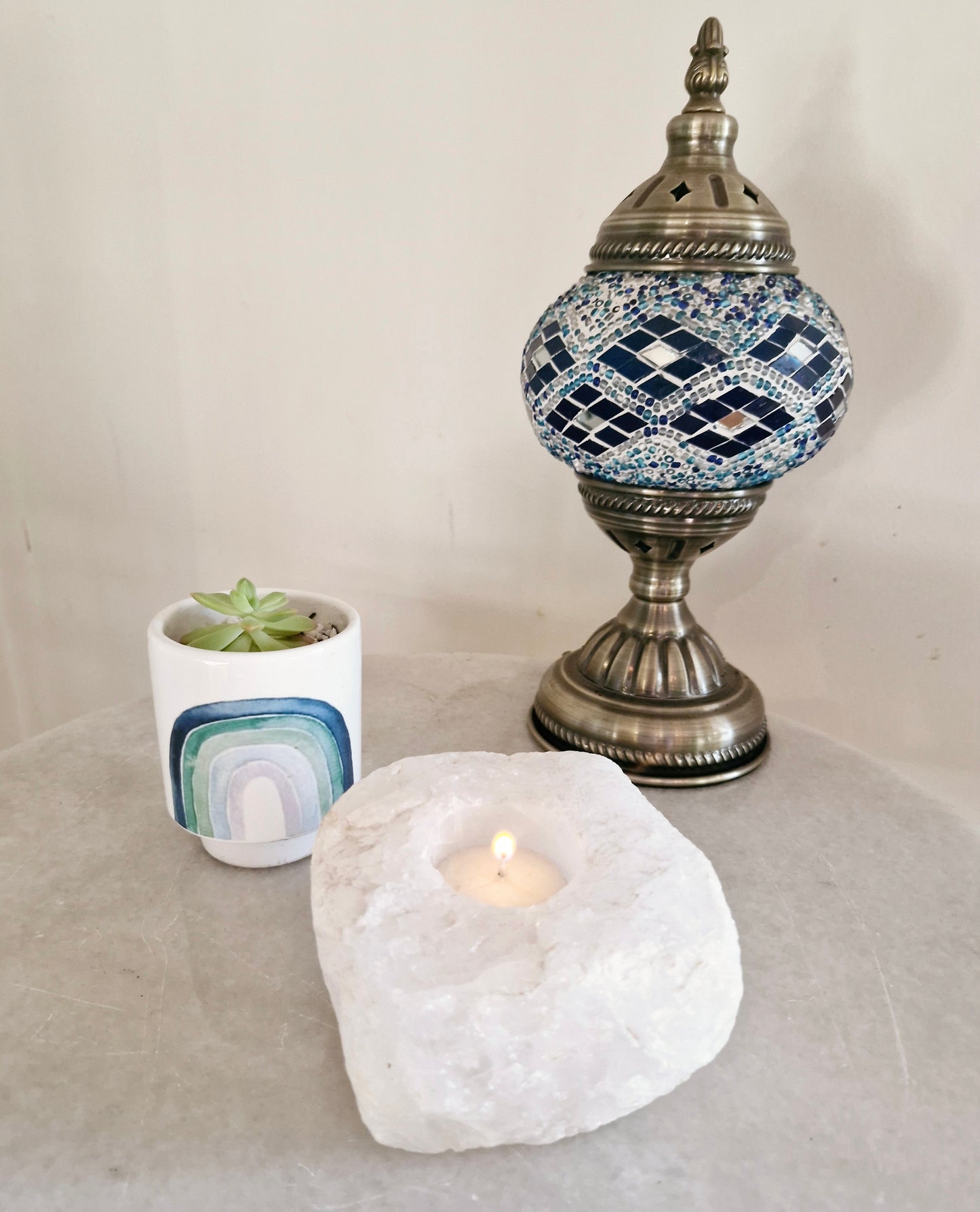 Clear Quartz Candle Holder