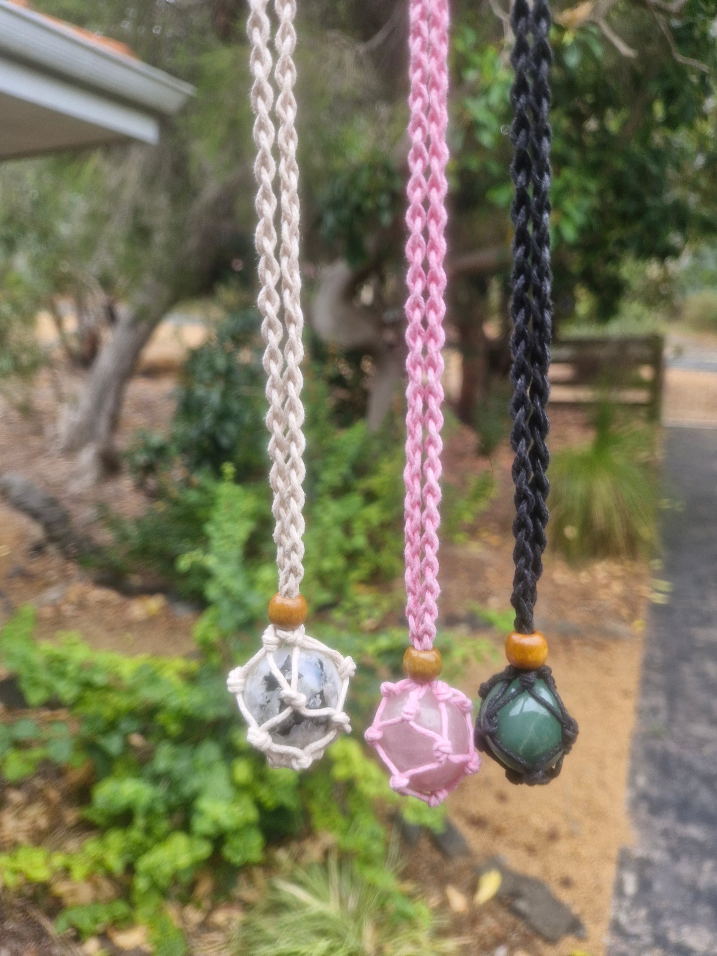 Macrame interchangeable Crystal Necklaces