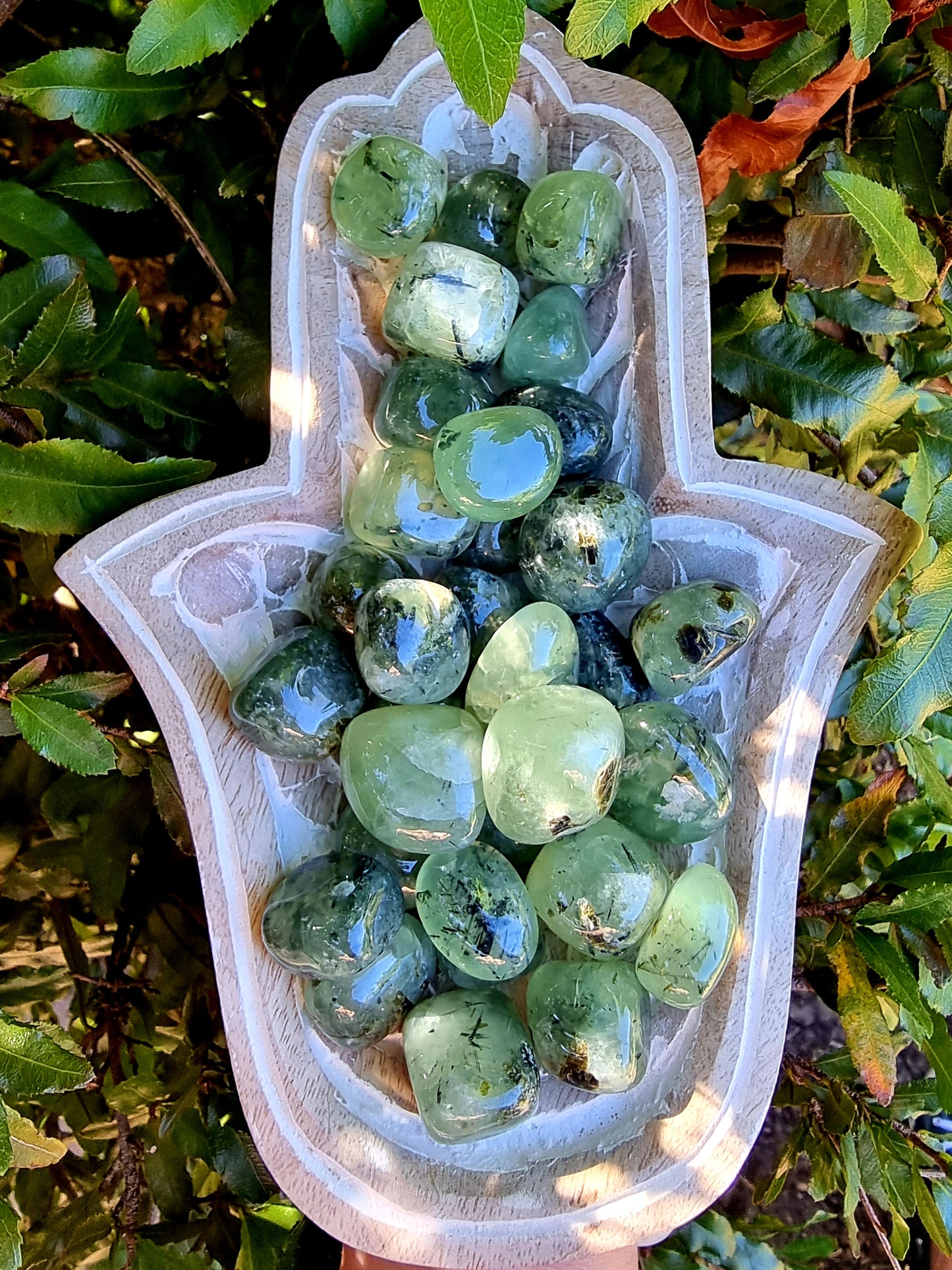 Prehnite with Epidote tumbles