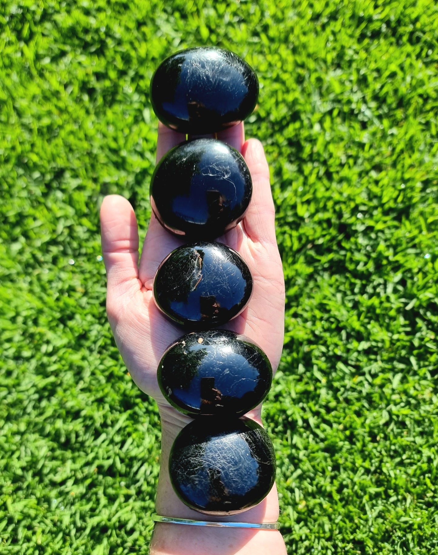 Black Tourmaline Pillow palm stone- Large