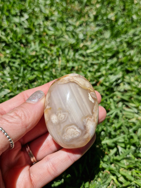 Flower Agate Pillow Palm Stone