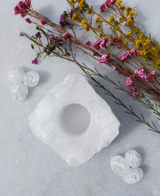 Clear Quartz Candle Holder